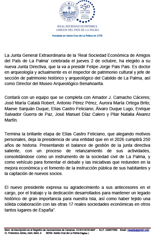 Comunicado Nueva Junta Directiva