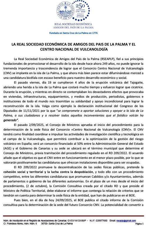Declaración Centro Vulcanológico